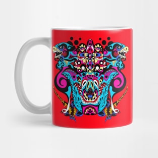 the kaiju mandala hand of god in ecopop pattern Mug